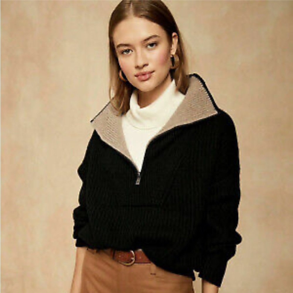 Banana Republic quarter zip Italian wool-cashmere blend sweater